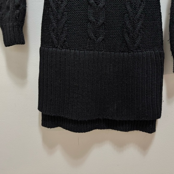 Guess by Marciano Black Wool Cable Knit Turtleneck Knit Dress Bobble Sleeve - Picture 5 of 15